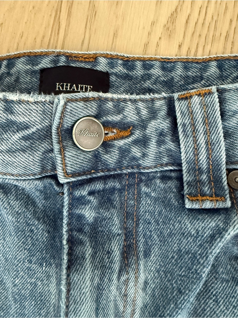 KHAITE High-Rise Straight Leg Jeans in Light Blue Wash - Picture 6 of 12